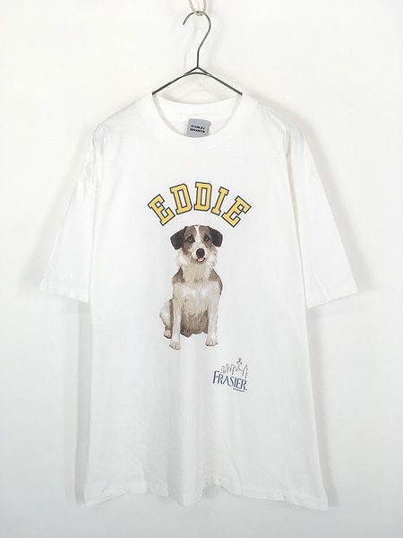 古着 90s USA製 Frasier そりゃないぜ!? フレイジャー 「EDDIE」 犬 ワンちゃん シチュエーション コメディー TV ドラマ Tシャツ XL 古着