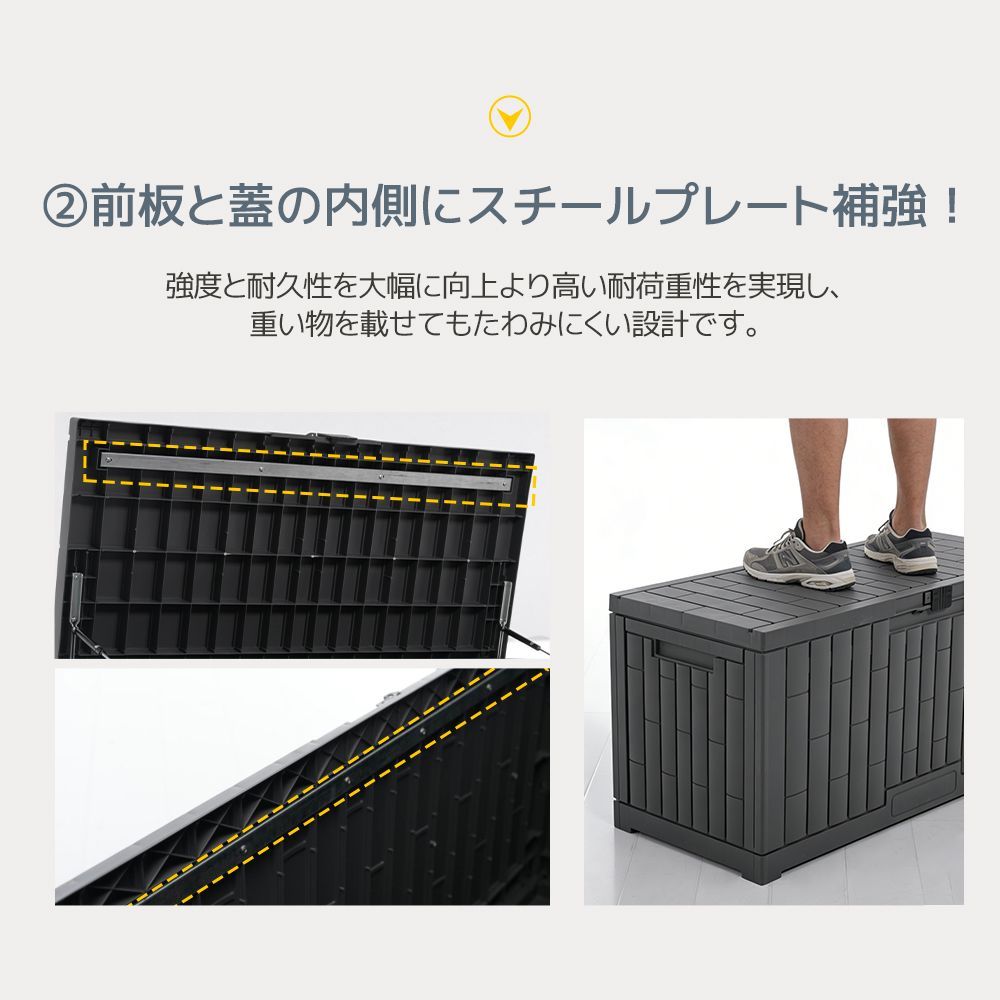 屋外収納庫 レンガ調 収納ボックス 置き配 ゴミ箱 小型 ストッカー 防水 耐候 120L】2026新作 物置 屋外 収納ボックス レンガ調 収納庫 置き配