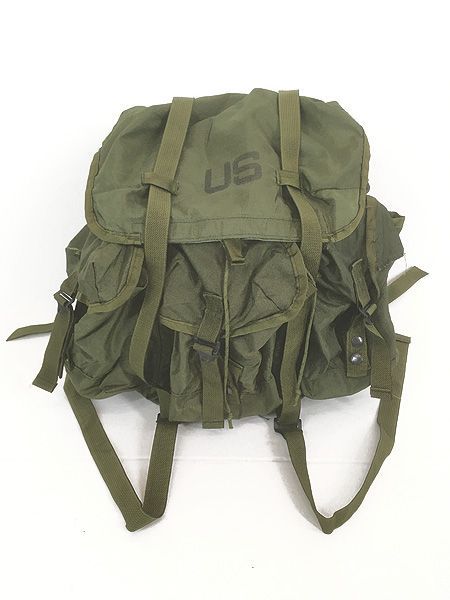雑貨 古着 80s 米軍 US ARMY LC-1 「US」 ステンシル ナイロン フィールド パック アリスパック バッグ オリーブ M ② 古着