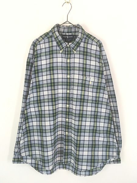 古着 90s Ralph Lauren 「BIG SHIRT」 マルチ チェック ポケット付 BD シャツ XL 古着