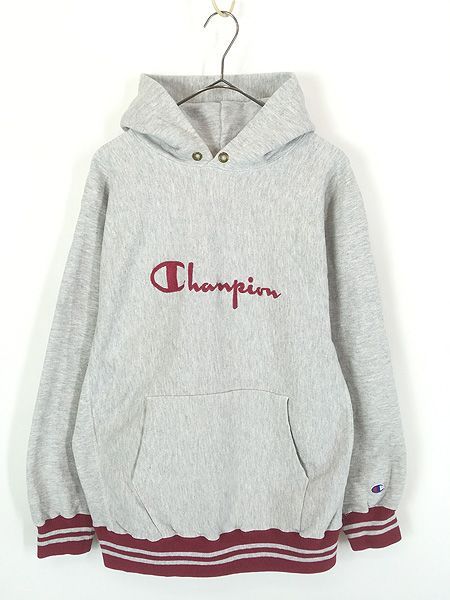 古着 90s USA製 Champion Reverse Weave BIG ロゴ リブライン リバース スウェット パーカー XL 古着