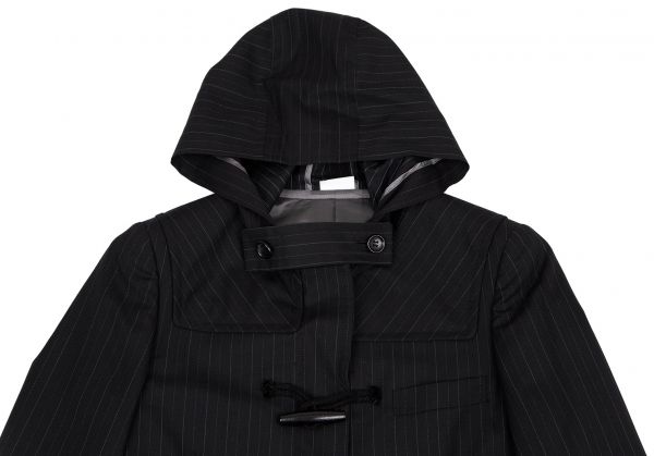 コムデギャルソン オムプリュスCOMME des GARCONS HOMME PLUS ウールストライプダッフルジャケット 黒XS
