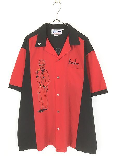 古着 80s Cruisin USA 「Satan's Sidekicks」 サタン MC 開襟 ボックス ボウリング シャツ L 8,165円