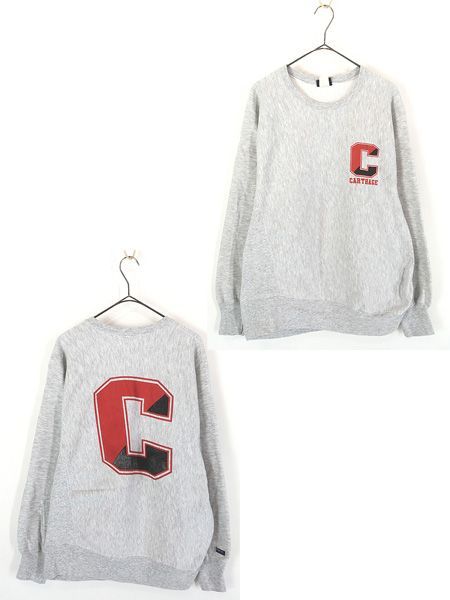 古着 90s USA製 JAN SPORT 「CARTHAGE」 カレッジ BIG アルファベット リバース タイプ スウェット トレーナー L 古着