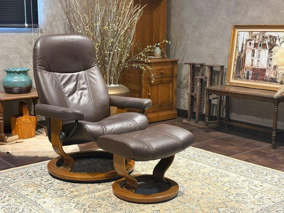 ①エコーネス パーソナルソファ オットマン ストレスレスチェア IZZ