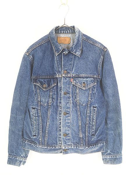 古着 80s USA製 Levi\'s 70506-0216 ハンド ポケット付 濃紺 ブルー デニム トラッカー ジャケット Gジャン 38R