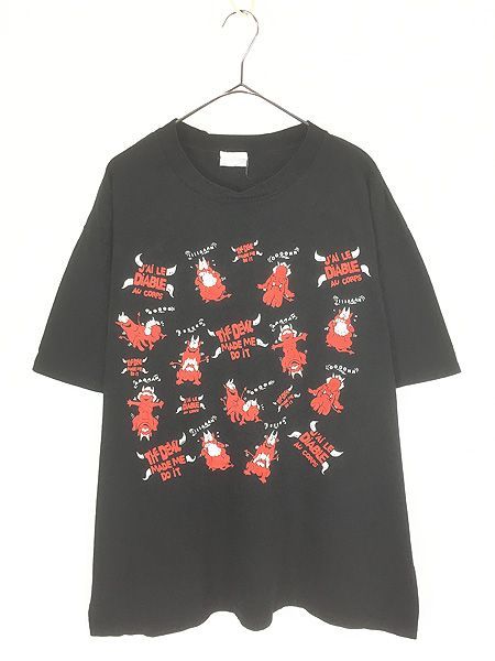 古着 90s デビル 悪魔 メッセージ エロ Tシャツ XL位 古着