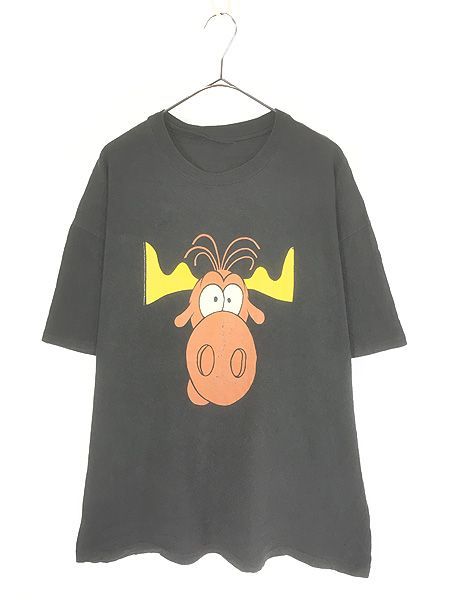古着 90s TACO BELL タコベル ロッキー ＆ ブルウィンクル トナカイ 両面 Tシャツ XXL 古着