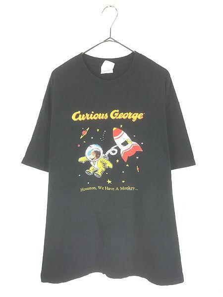 古着 00s Curious George おさるのジョージ ロケット 宇宙飛行士 絵本 キャラクター Tシャツ XL 古着