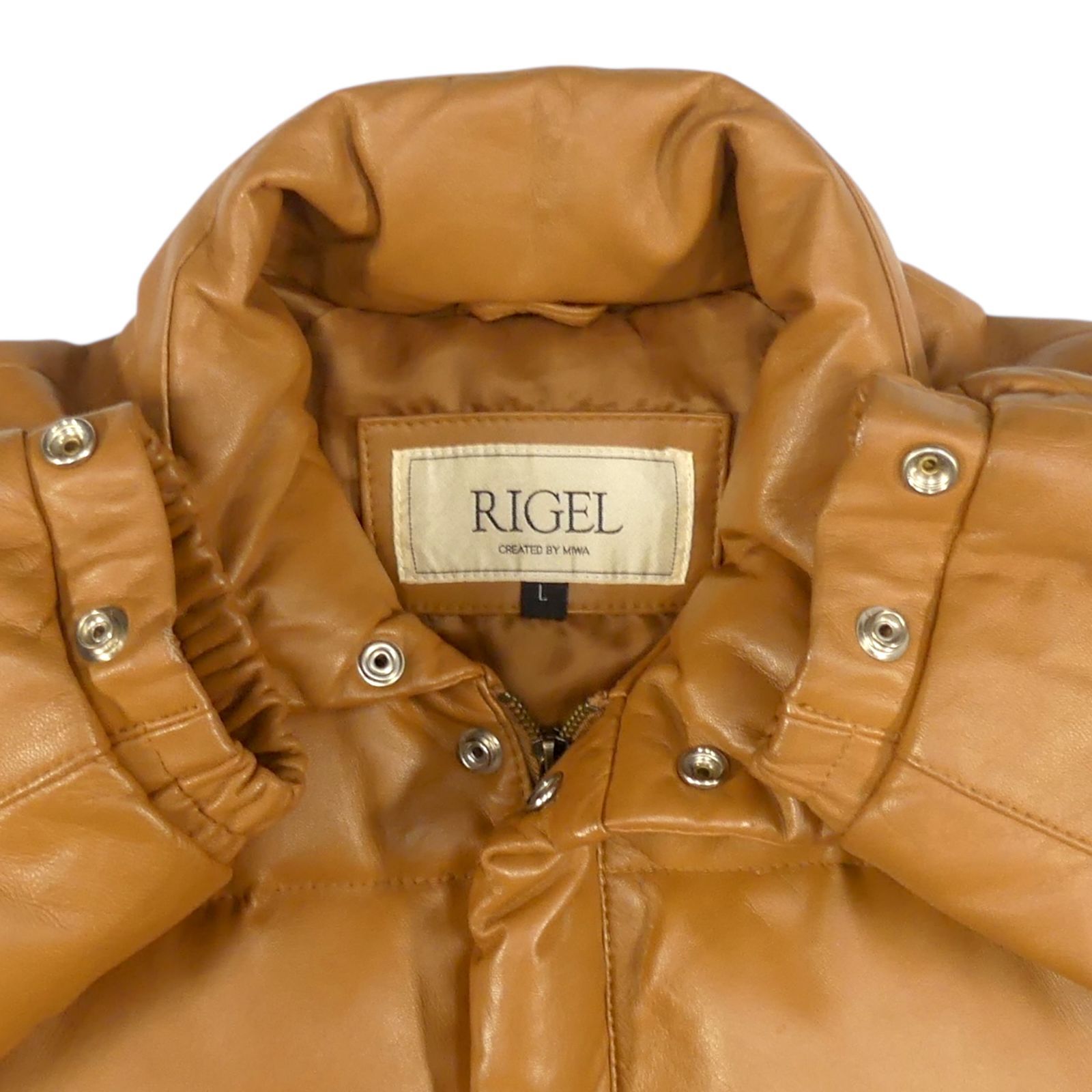 RIGEL リゲル ダウンジャケット L レザー 茶 キャメル 本革 メンズ 羊 