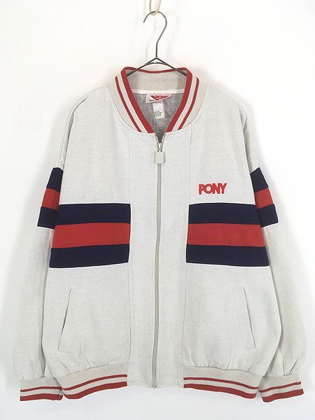 古着 90s PONY ロゴ 刺しゅう スウェット ジャージ トップ トラック スーツ L位 古着