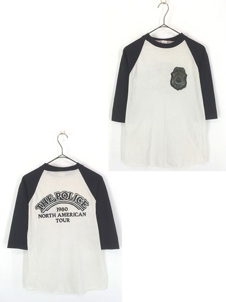 古着 80s USA製 THE POLICE 「North American Tour 1980」 ツアー ホワイト レゲエ ロック バンド ラグラン Tシャツ S