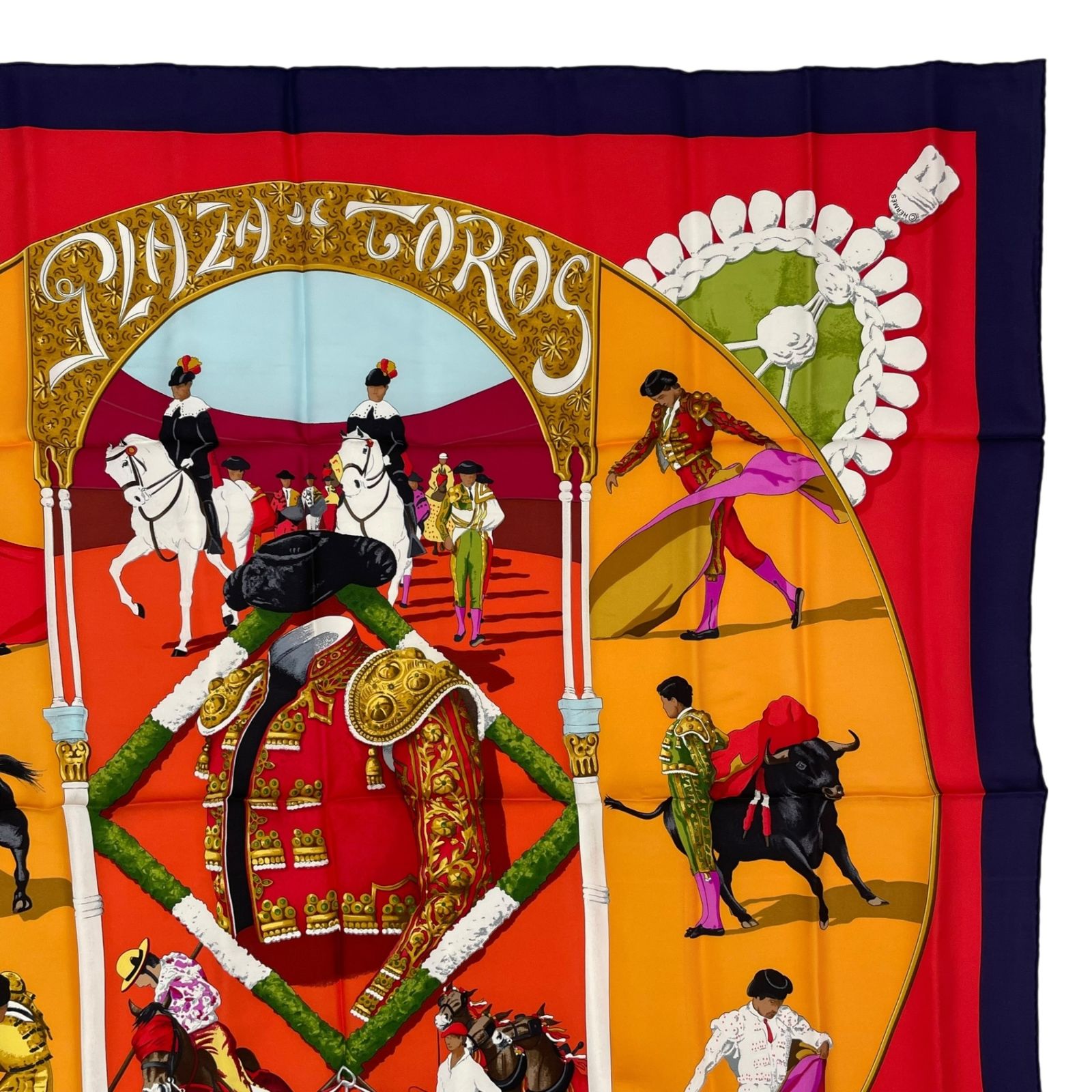 新品同様 HERMES エルメス スカーフ シルク カレ90 PLAZA DE TOROS
