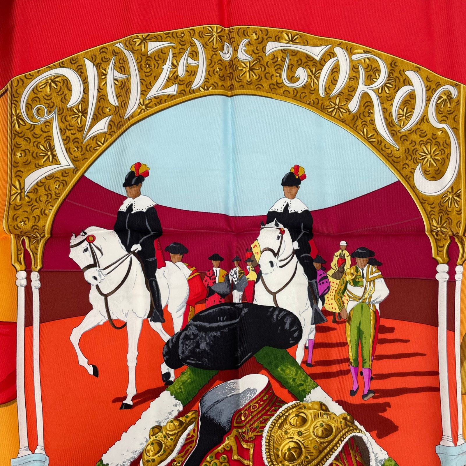新品同様 HERMES エルメス スカーフ シルク カレ90 PLAZA DE TOROS