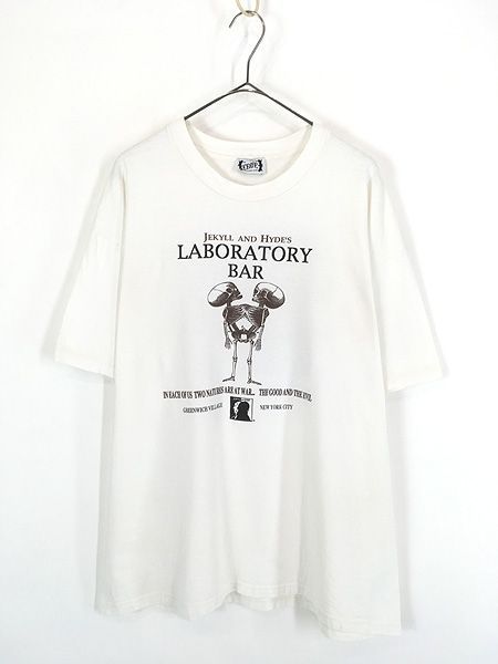 古着 90s Jekyll & Hyde's Laboratory Bar ジキル&ハイド 双生スカル ホラー ムービー ミュージカル Tシャツ XL位