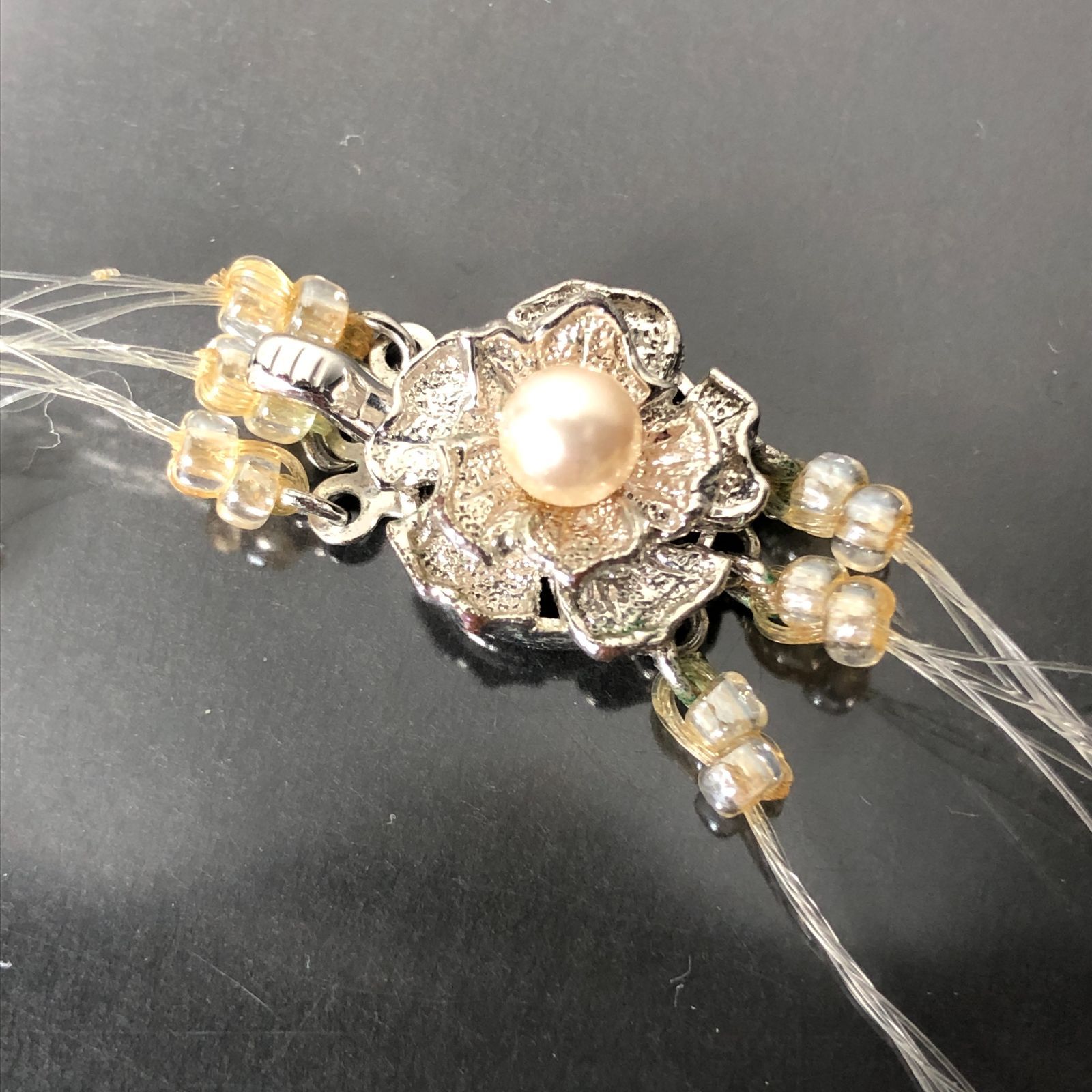 WINK PEARL 貝パール ネックレス SILVER留め具 全長約410mm ワイヤー 
