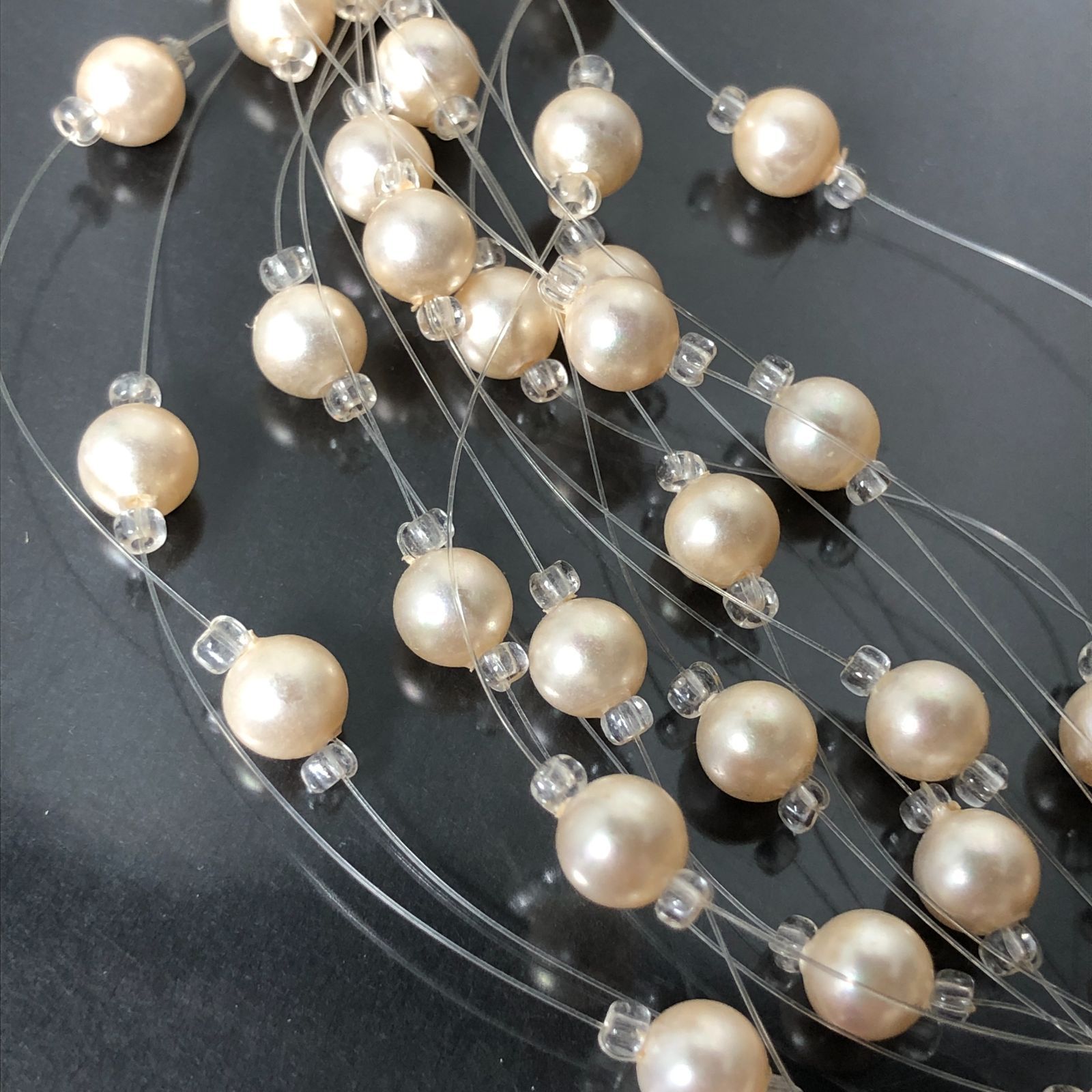 WINK PEARL 貝パール ネックレス SILVER留め具 全長約410mm ワイヤー 