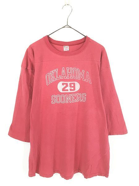 古着 80s USA製 Champion 「OKLAHOMA SOONERS」 カレッジ ナンバリング フットボール Tシャツ XL 古着