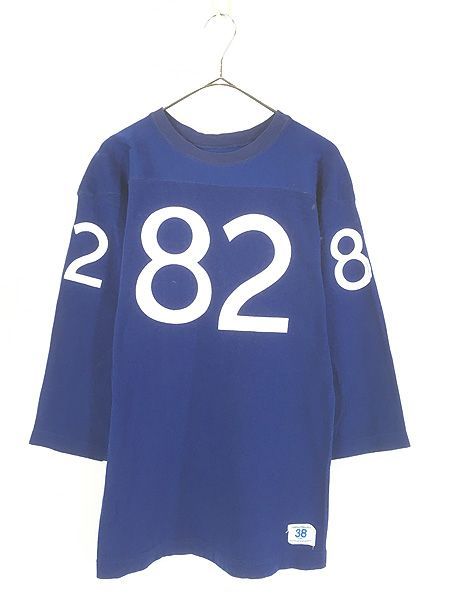 古着 60s Champion Knit Wear 4面 ナンバリング 100%コットン フットボール Tシャツ 七分袖 38 古着
