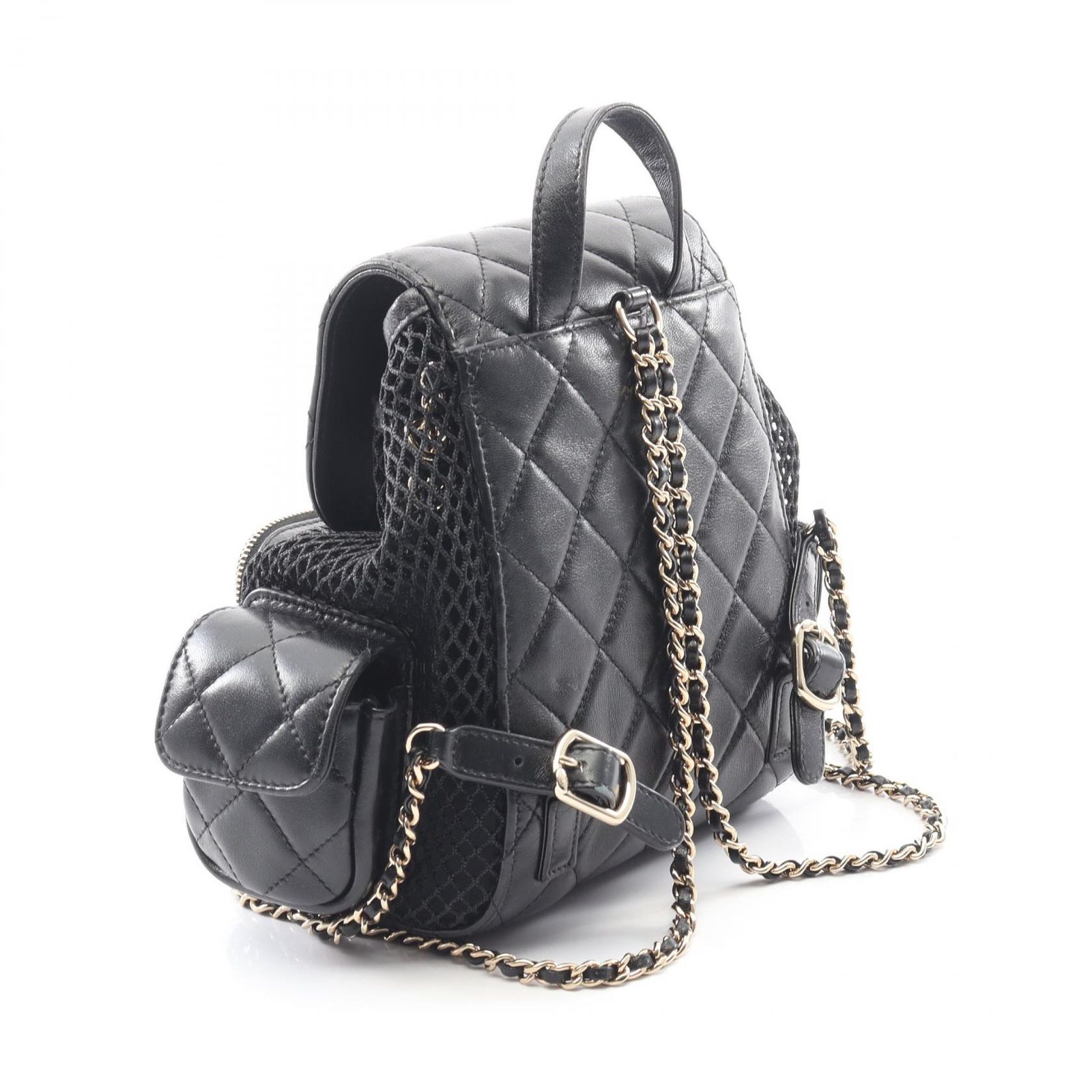CHANEL ブラック メッシュリュック シャネル CHANEL リュックサック バックパック マトラッセ A93748