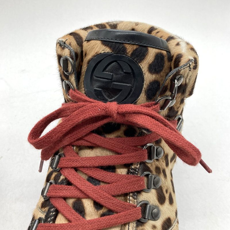 GUCCI グッチ 日本限定モデル レオパード柄 ハラコ ハイカット