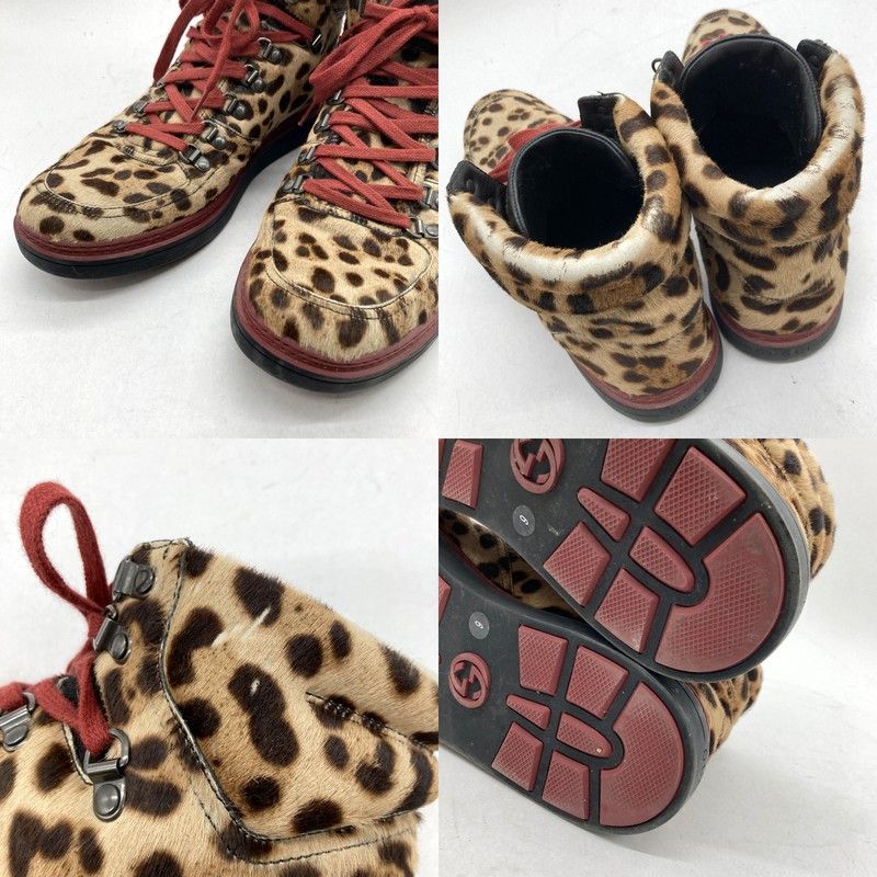 GUCCI グッチ 日本限定モデル レオパード柄 ハラコ ハイカット