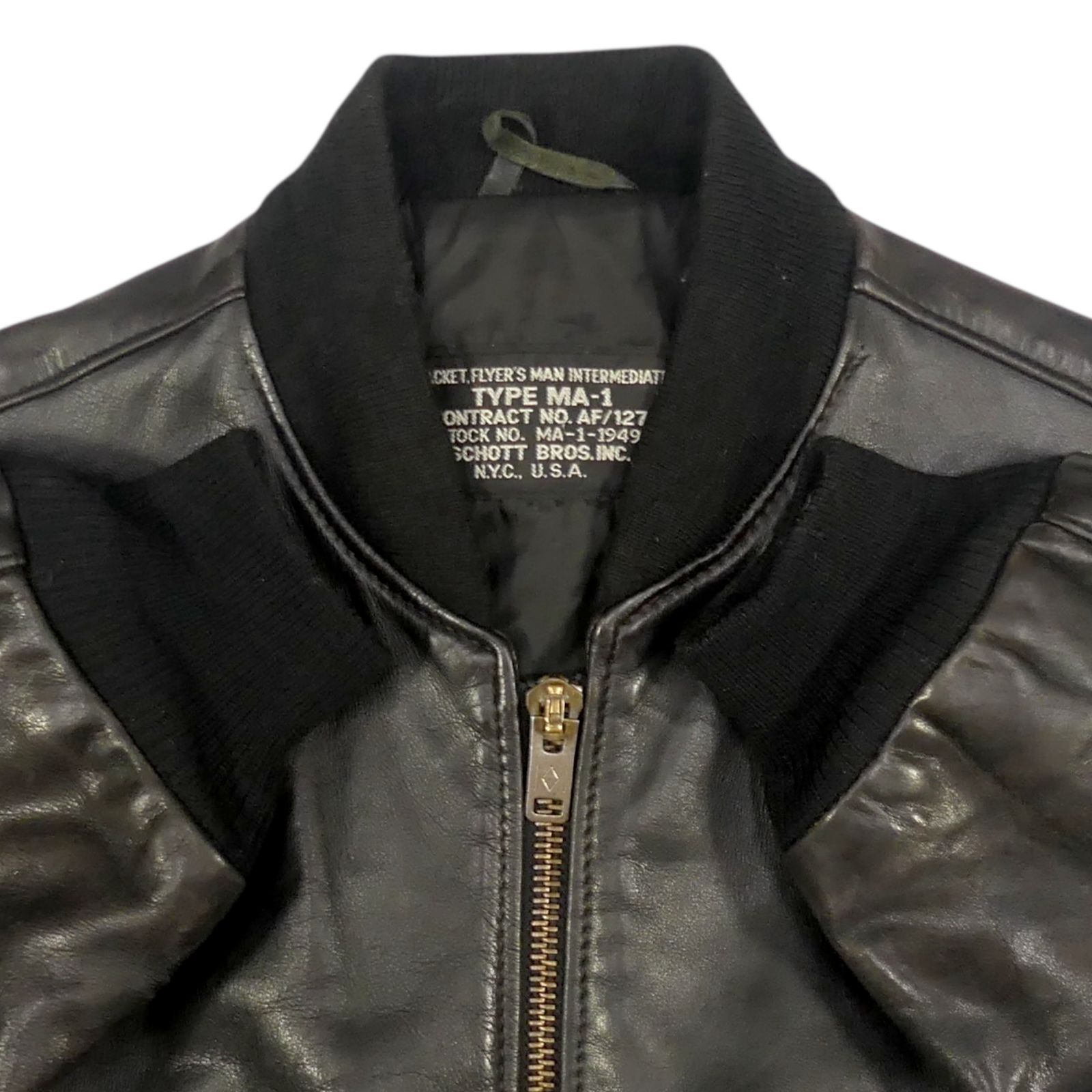 Schott ショット MA-1 レザーフライトジャケット USA製 黒 46 米軍仕様