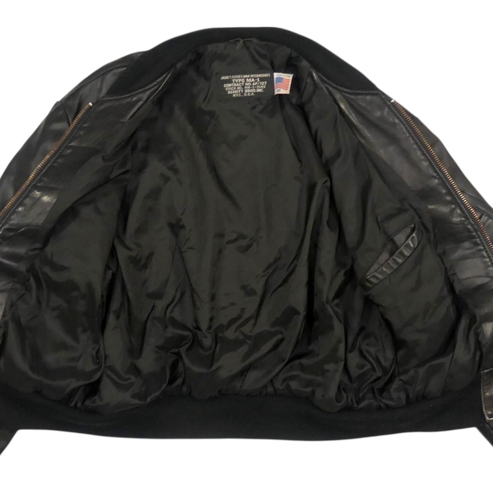 Schott ショット MA-1 レザーフライトジャケット USA製 黒 46 米軍仕様