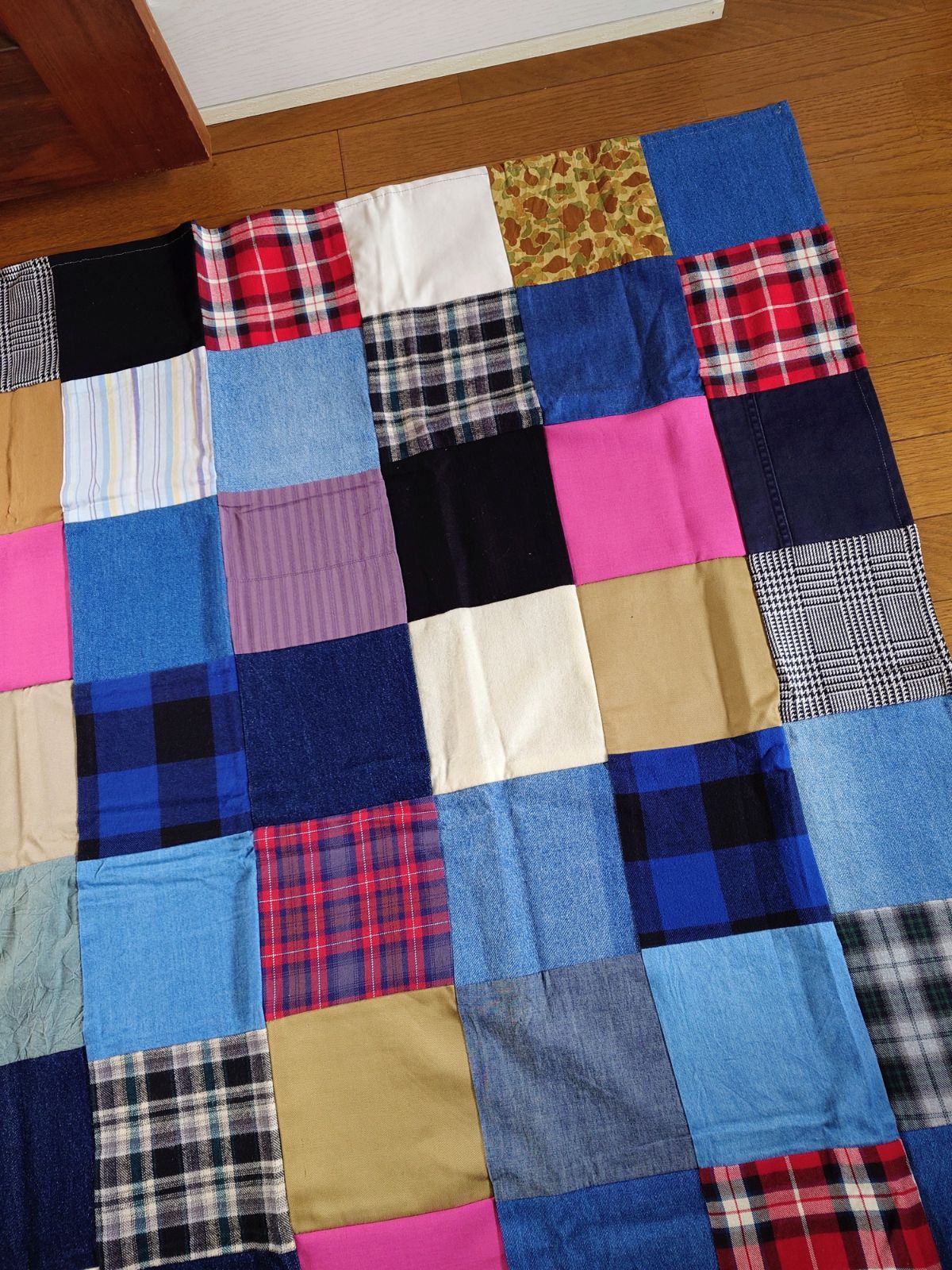 40☆USEDデニムリメイク☆マルチカバー☆127×127センチ☆2人掛け