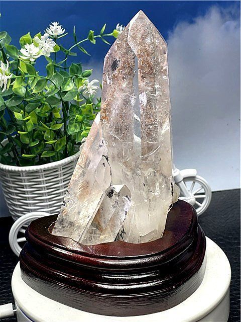 ◆超強いパワー 藍針入り 天然水晶クラスターB89B6|278B59D