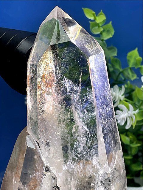 藍針入り 天然水晶クラスターB89B6|278B59D