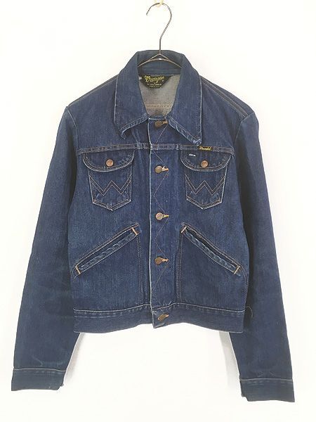 レディース 古着 70s USA製 Wrangler 126MJ No Fault Denims 濃紺 ブルー デニム トラッカー ジャケット Gジャン 34 古着