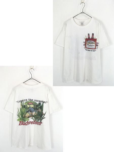 古着 00s Canada製 Budweiser バドワイザー ビール 企業 カメレオン ポケット Tシャツ ポケT XL 古着