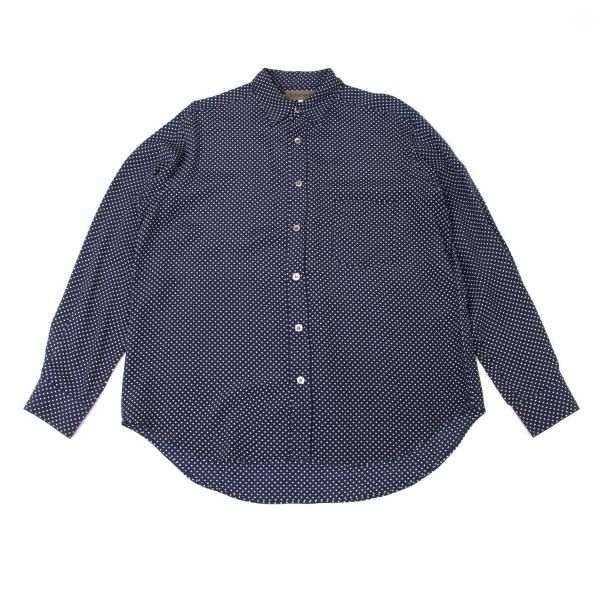 ワイズフォーメンY´s for men ピンドットレイヤードカラー長袖シャツ 紺3