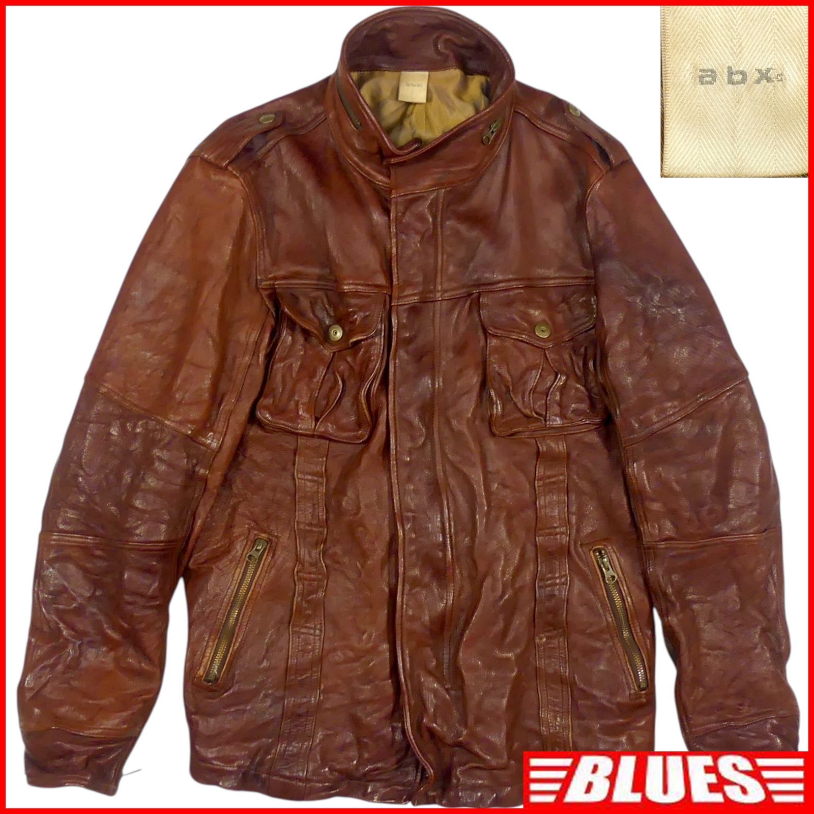 abx エービーエックス ライダースジャケット L 本革 シングル メンズ 3 
