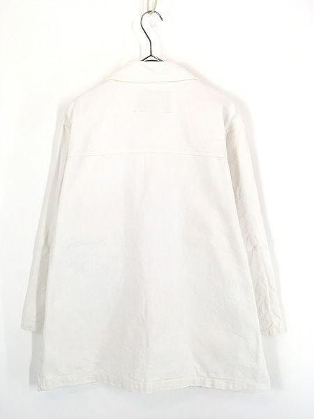 古着 90s Sostanza Work Wear ホワイト デニム チャイナ カンフー カバーオール ジャケット S