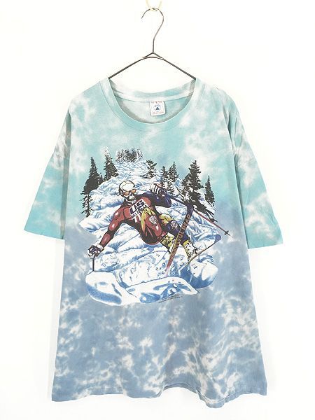古着 90s USA製 Grateful Dead 「U.S Ski」 スキー スカル デッドヘッド ロック バンド タイダイ Tシャツ XXL