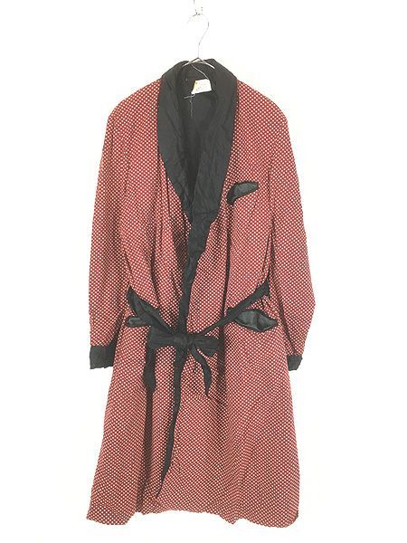 古着 50s Juster's × State O Maine 水玉 ドット 総柄 レーヨン ショール カラー ガウン コート M 12,670円