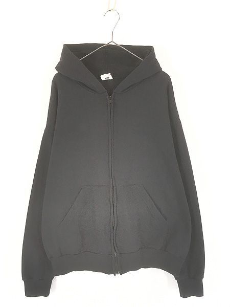 古着 90s USA製 Union Line 無地 プレーン セットイン スウェット ジップ パーカー ブラック XL 7,000円