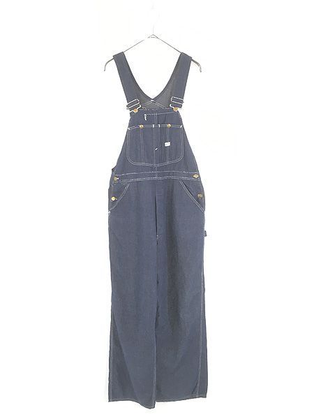古着 70s USA製 Lee 濃紺 VAT-DYED バッドダイ デニム ワーク オーバーオール サロペット W36 L30