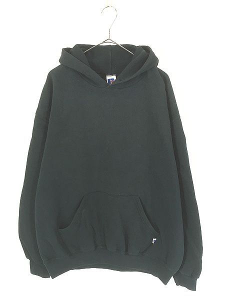 古着 90s Russell 無地 プレーン セットイン スウェット パーカー ブラック XL②