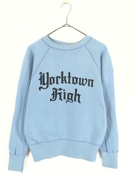 古着 60s USA製 Champion ランタグ 「Yorktown High」 カレッジ フロッキー ヴィンテージ スウェット トレーナー M