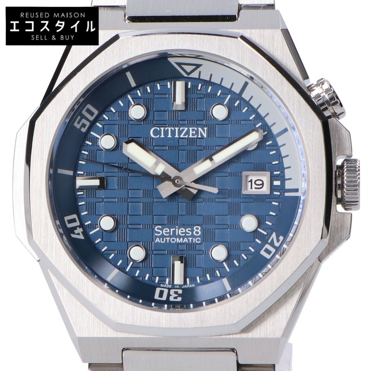 CITIZEN シチズン NB6060-58L Series8 890 Mechanical|890 メカニカル オクタゴン ブルー文字盤 SS シースルーバック デイト 自動巻き -