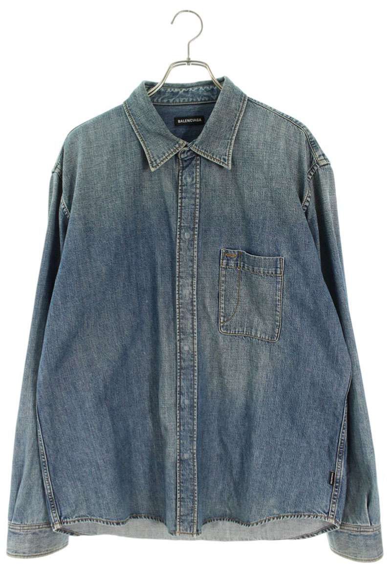 バレンシアガ 19AW 583490 TEW07 比翼デニム長袖シャツ メンズ 39