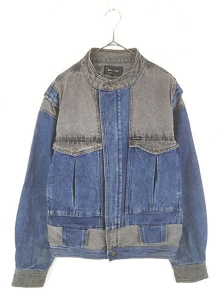 古着 80s Males Only 2tone デニム スタンドカラー ジャケット & ベスト 2way Gジャン L