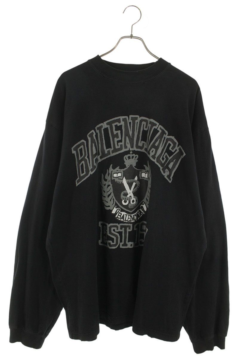 バレンシアガ  24SS  744449 TOVK1 ペイントカレッジロゴ長袖カットソー メンズ XXL