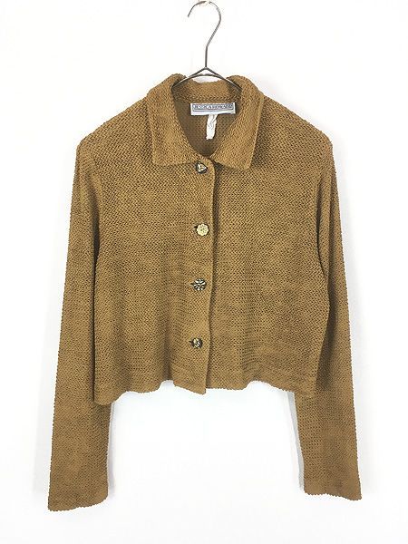 レディース 古着 90s JESSICA HOWARD 無地 ソリッド ウッドボタン サマー ニット ジャケット M位