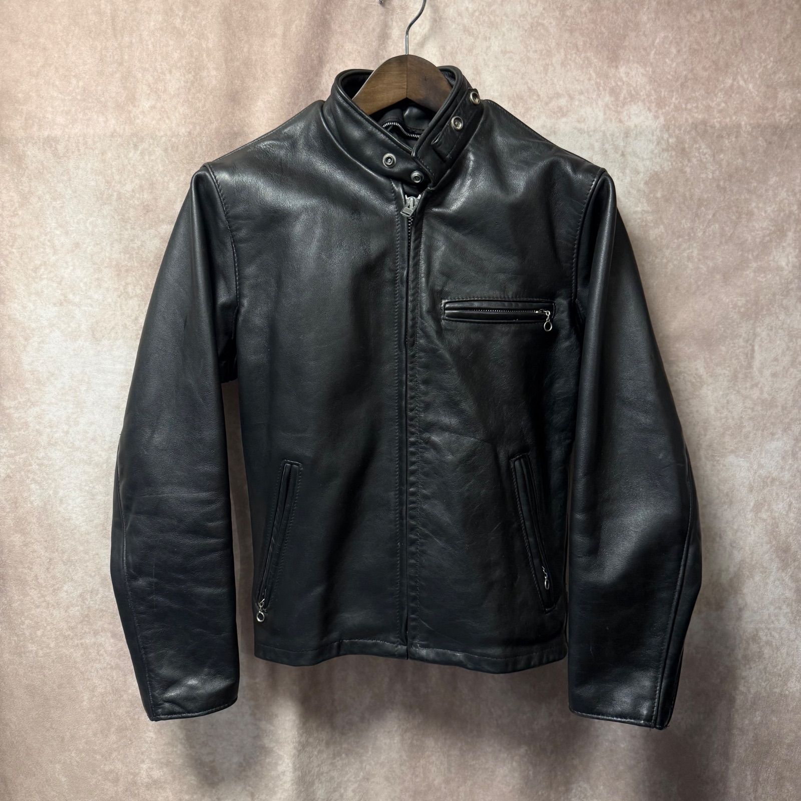 Schott ショット 36 ブラック レザージャケット 本革 シングル 