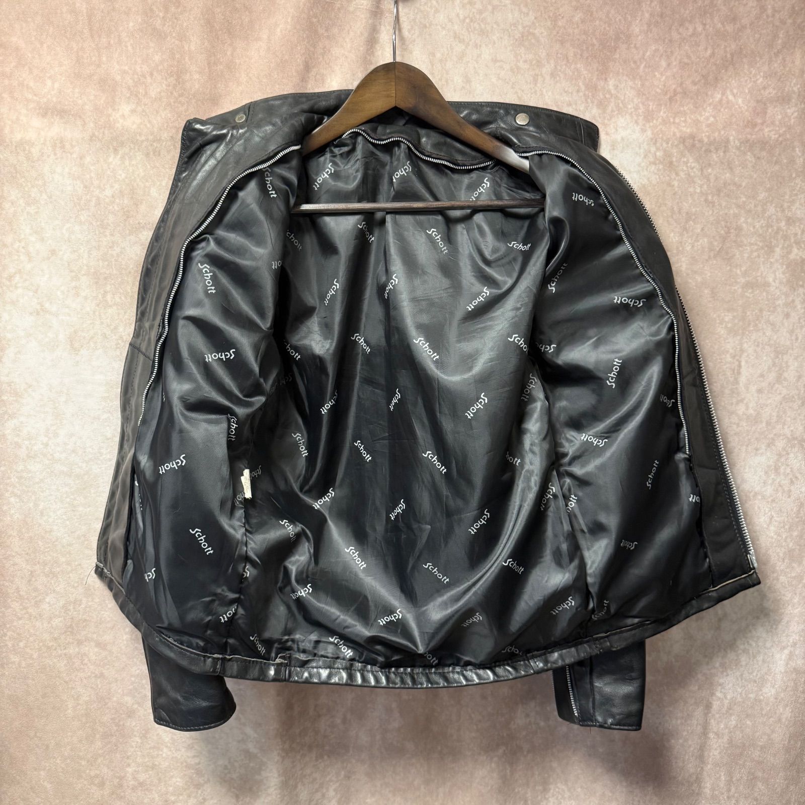 Schott ショット 36 ブラック レザージャケット 本革 シングル