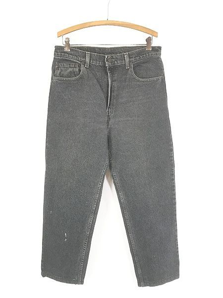 古着 90s USA製 Levi's 550-4858 「赤文字」 先染め ブラック デニム パンツ ジーンズ スリム W33 L29